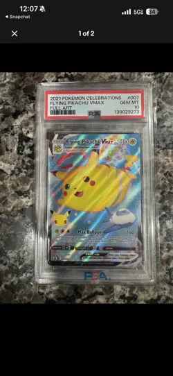 2021 Pokemon TCG Flying Pikachu Surfing Pikachu PSA 10 Two Cards Total - Image 2