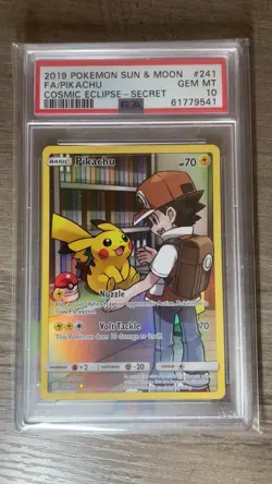 2019 Pikachu Secret 241/236 Pokemon Card Sun And Moon Cosmic Eclipse PSA 10 - Image 1