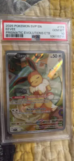 Pokemon Eevee TCG Promo Card Prismatic Evolutions, PSA 10 - Image 1
