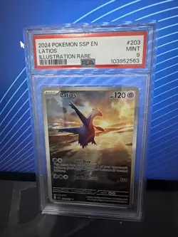 2024 Pokemon SV Surging Sparks SSP EN Latios #203/191 PSA 9 - Image 1