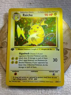 Pokemon TCG Raichu Fossil Set 14/62 1st Edition Rare Holo Foil - Image 1