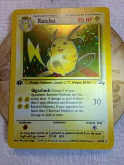 Pokemon TCG Raichu Fossil Set 14/62 1st Edition Rare Holo Foil - Image 3