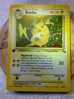 Pokemon TCG Raichu Fossil Set 14/62 1st Edition Rare Holo Foil - Image 4