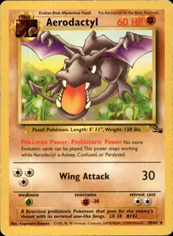 Aerodactyl 16/62 Unlimited - Pokemon Fossil - HP - Image 1
