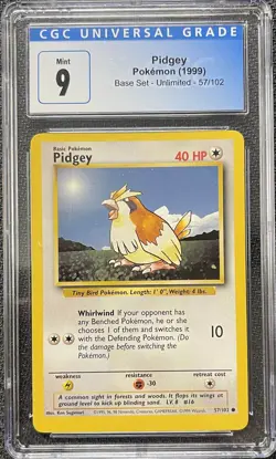 Graded Pokemon - Pidgey (57/102) Base Set Unlimited CGC 9 - Image 1