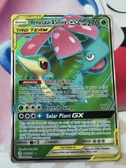Pokemon Venusaur & Snivy GX Full Art 210/236 Sm-Cosmic Eclipse Holo 270 HP - Image 1