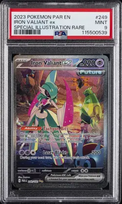 2023 POKEMON PAR EN-PARADOX RIFT SPECIAL ILLUSTRATION RARE IRON VALIANT EX PSA 9 - Image 1