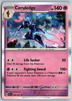 Ceruledge 040/091 Rare Paldean Fates Pokemon Holo Near Mint - Image 1