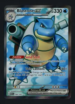 Blastoise ex 184/165 SV: Scarlet & Violet 151 Holofoil Ultra Rare Pokemon TCG - Image 1