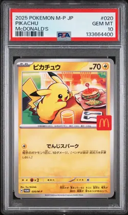 2025 POKEMON JAPANESE M-P PROMO MCDONALD'S #020 PIKACHU PSA 10 - Image 1