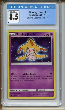 CGC 8.5 Near Mint Shining Jirachi 2017 Pokemon TCG Shining Legends Holo Rare - Image 1