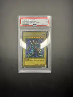 Yugioh PSA 7 Tri-Horned Dragon LOB-000 1st Edition Wavy - Image 3