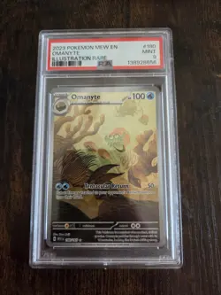 Pokemon TCG Omanyte Scarlet & Violet 151 Illustration Rare Card 180/165 Psa 9 - Image 1
