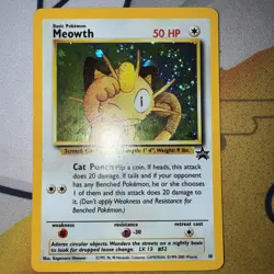 Pokemon TCG Meowth Black Star Promos Holo Card Game Boy Vintage 2000 MP #10 - Image 1