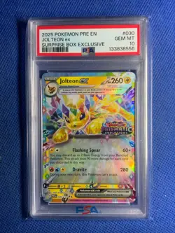 2025 Pokemon Pre en #030 Jolteon ex Surprise Box Exclusive PSA 10 - Image 1