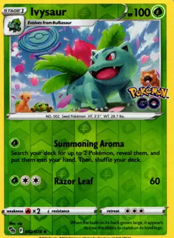 Ivysaur Uncommon Pokemon GO 002/078 LP - Image 1