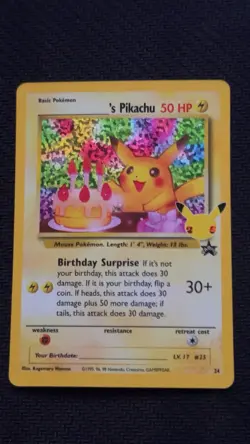 2021 POKEMON 25TH CELEBRATIONS HOLO BIRTHDAY PIKACHU NM - Image 1