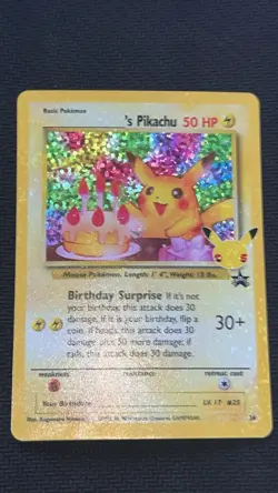 2021 POKEMON 25TH CELEBRATIONS HOLO BIRTHDAY PIKACHU NM - Image 2