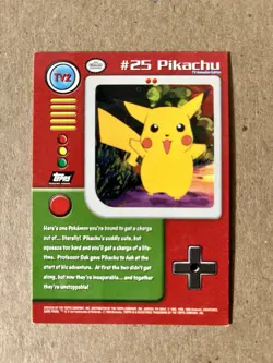TV2 #25 Pikachu Pokemon Topps Series 1 Holo Foil 1999 (Red Ink Dot Error) - Image 4
