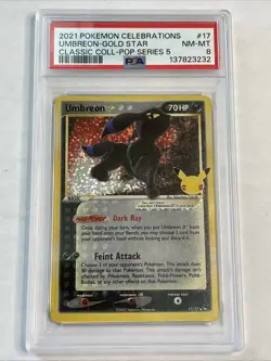 2021 Pokemon TCG Celebrations Umbreon #17 Classic Collection Gold Star PSA 8 - Image 1