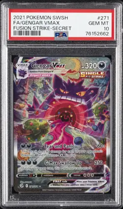 2021 POKEMON SWORD & SHIELD FUSION STRIKE SECRET FULL ART/GENGAR VMAX PSA 10 - Image 1