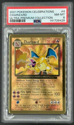 PSA 8 Gold Metal Charizard Pokemon Celebrations Ultra Premium Collection UPC #4 - Image 1