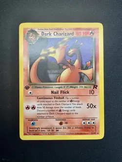 Pokemon Dark Charizard Team Rocket 1st Edition Rare 80 HP 21/82 English - Image 1