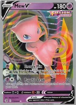 MEW V 113/264 HOLO V RARE FUSION STRIKE POKEMON NM WORLD CHAMPIONSHIP 2023 - Image 1
