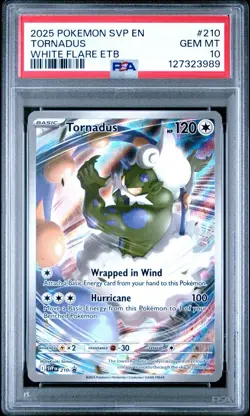 PSA 10 GEM TORNADUS #210 2025 POKEMON SVP EN WHITE FLARE ETB BLACK STAR PROMO - Image 1