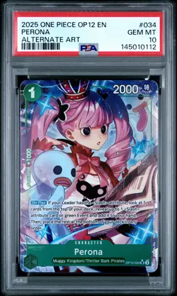 2025 ONE PIECE OP12-LEGACY OF THE MASTER ALTERNATE ART #034 PERONA PSA 10 - Image 1