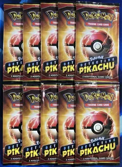 Pokemon TCG Detective Pikachu 2 Card Booster Pack Sealed Lot X10 Promo Nm M - Image 1