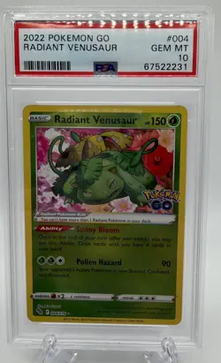 Pokemon TCG Radiant Venusaur Holo Card 004 PSA 10 Gem Mint - Image 1