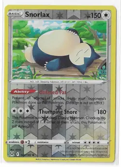 Snorlax 143/196 Lost Origin Reverse Holo Sword & Shield Pokemon TCG Card NM - Image 1
