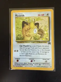 Meowth #10 Black Star Promo Holo W/ Swirl 2000 Vintage Pokemon Card WOTC - Image 1