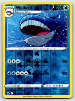 WAILORD 032/159 REVERSE HOLO CROWN ZENITH POKEMON NEAR MINT - Image 1