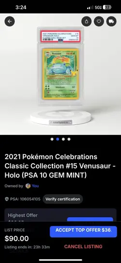 Pokemon TCG Venusaur Base Set Holo Unlimited Rare Card 15/102 - Image 3