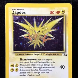 1999 Pokemon Fossil Unlimited Zapdos Holo ERROR Rare 15/62 Vintage WOTC Card - Image 3
