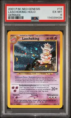 2001 Pokemon GERMAN Unlimited Neo Genesis Laschoking-Slowking Holo 14/111 PSA 6 - Image 1