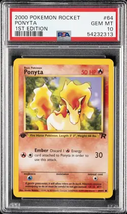 2000 POKEMON ROCKET 1ST EDITION #64 PONYTA PSA 10 - Image 1