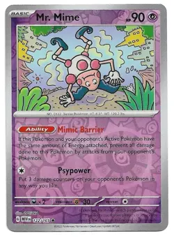 Mr. Mime 122/165 Rare 151 Pokemon Reverse Holo Near Mint - Image 1