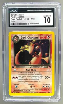 Dark Charizard 2000 Pokemon Team Rocket 1st Edition Holo Rare #4 CGC 10 Gem Mint - Image 1