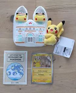 Pokemon x Natural History Museum Pikachu Plush, Jumbo Promo Card & Booklet - Image 1