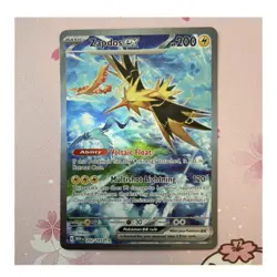 Pokemon Zapdos EX Full Art Holo 202/165 MEW 200 HP 120 Attack Card - Image 1