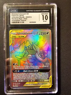 Greninja & Zoroark GX ERROR CARD (Secret) 222/214 Sm-Unbroken Bonds Holo - Image 1