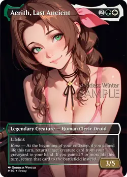 MTG FF - Aerith, Last Ancient - Fanart Borderless Style - EDH / Playtest - Image 1