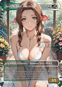 MTG FF - Aerith, Last Ancient - Fanart Borderless Style - EDH / Playtest - Image 1