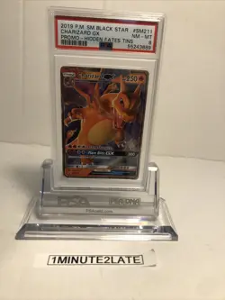 2019 Pokemon Hidden Fates Charizard GX Tins Promo Black Star PSA 8 graded - Image 1