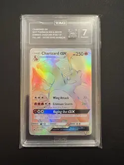 2017 Pokemon TCG Rainbow Rare Charizard GX Full Art Secret Rare 150/147 TAG 7 NM - Image 1