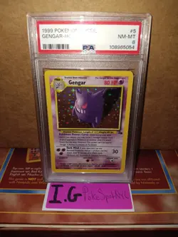 Pokemon 1999 Fossil Gengar Holo Unlimited PSA 8 Near Mint-Mint #5 - Image 1