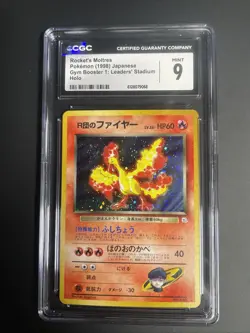 1998 Pokemon Rocket's Moltres Gym Booster 1: Leaders' Stadium Holo CGC MINT 9 - Image 1